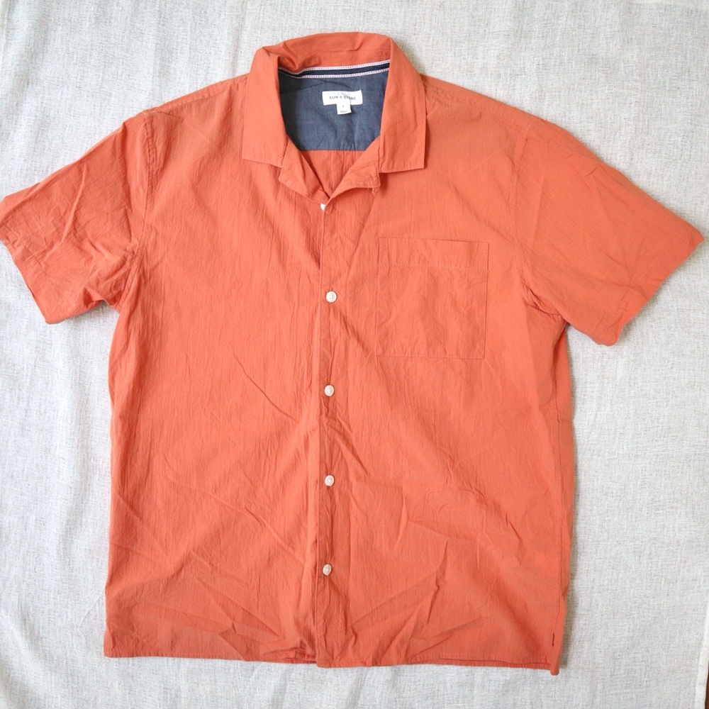 Sun + Stone Orange Button Down Shirt - image 2